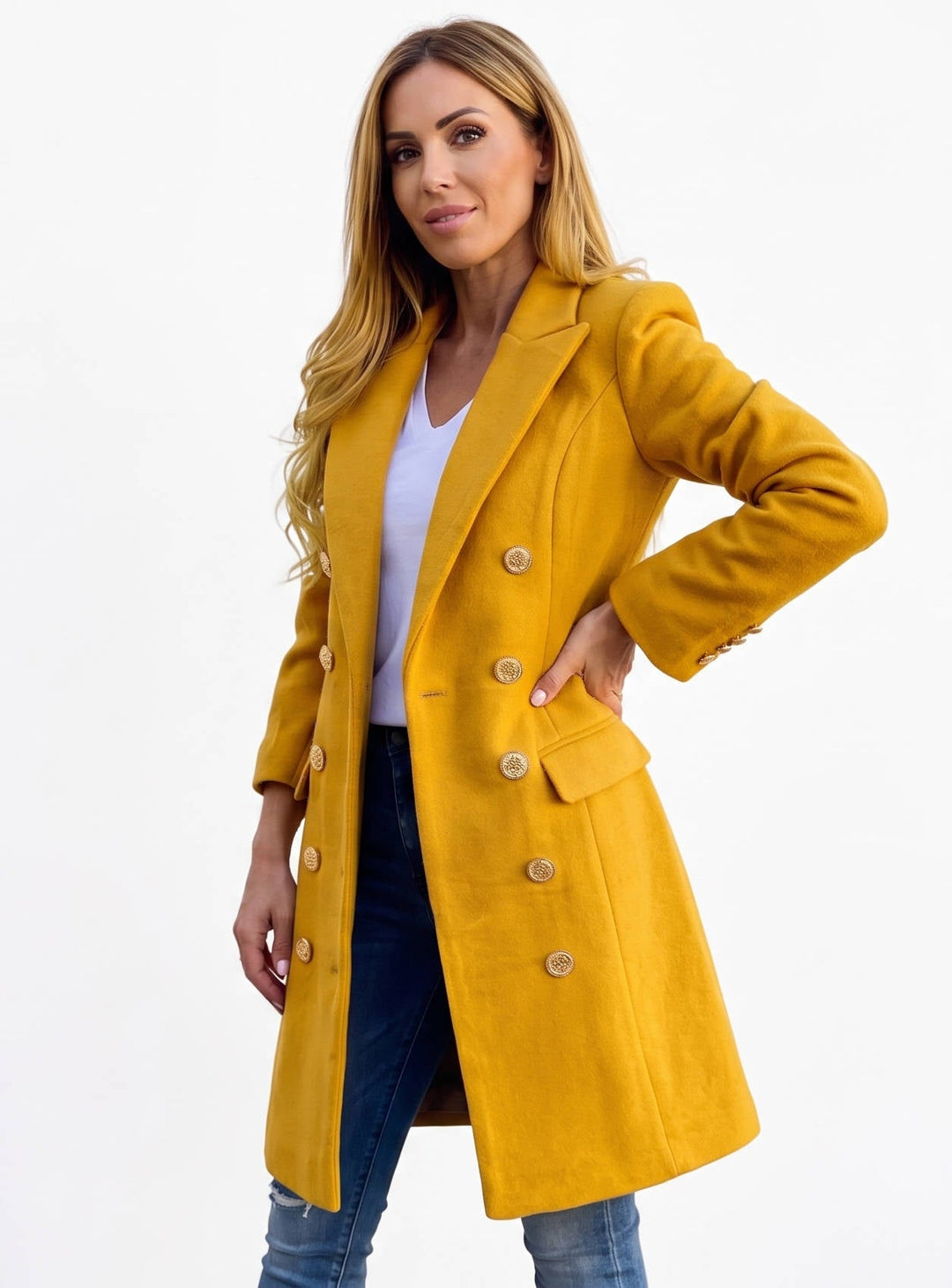 Diana | Chic Double Breasted Midi Pea Coat