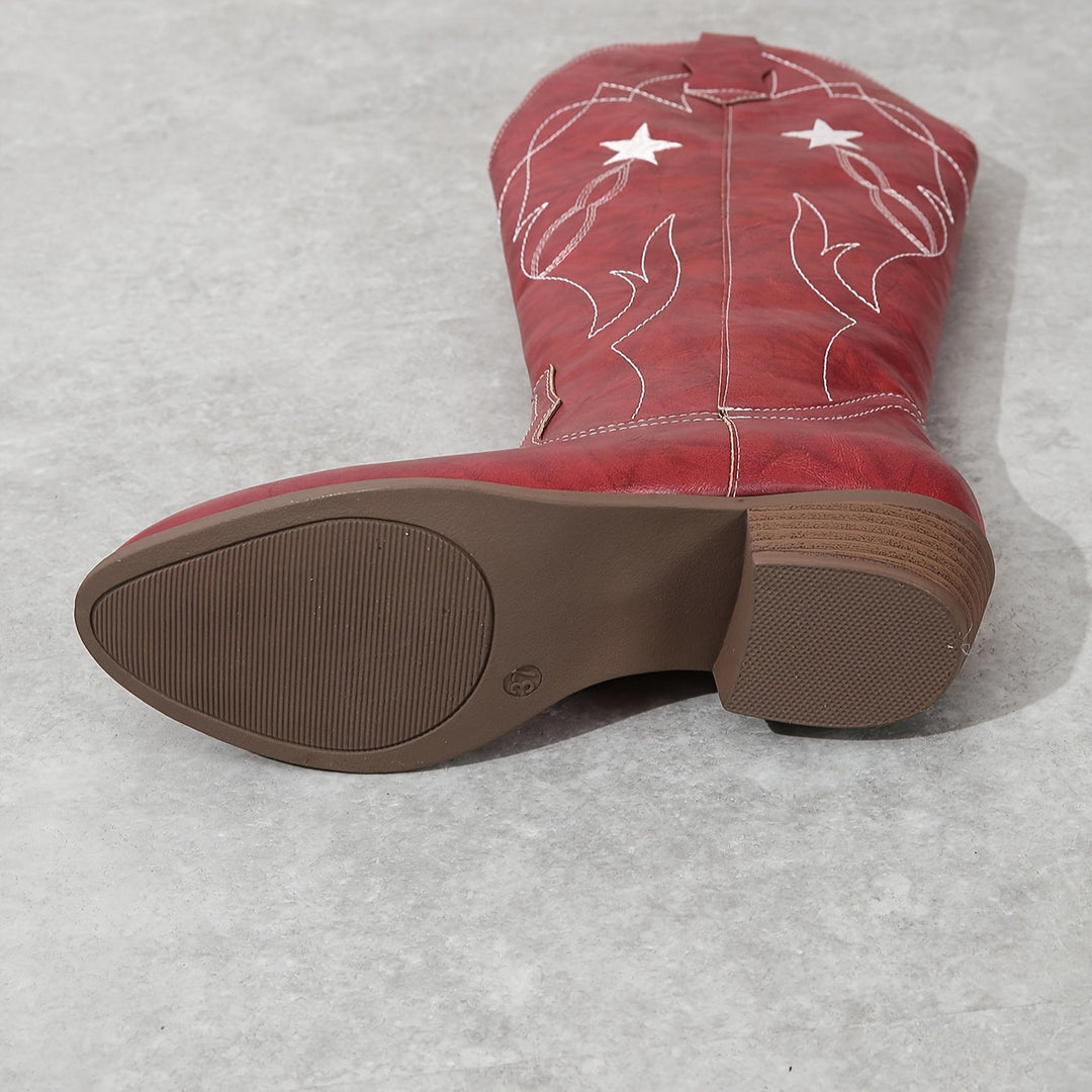 Diana | Graceful Star Embroidered Knee High Cowboy Boots