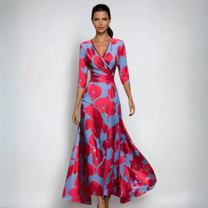 Diana | Polished Floral Wrap Maxi Fall Wedding Guest Dress