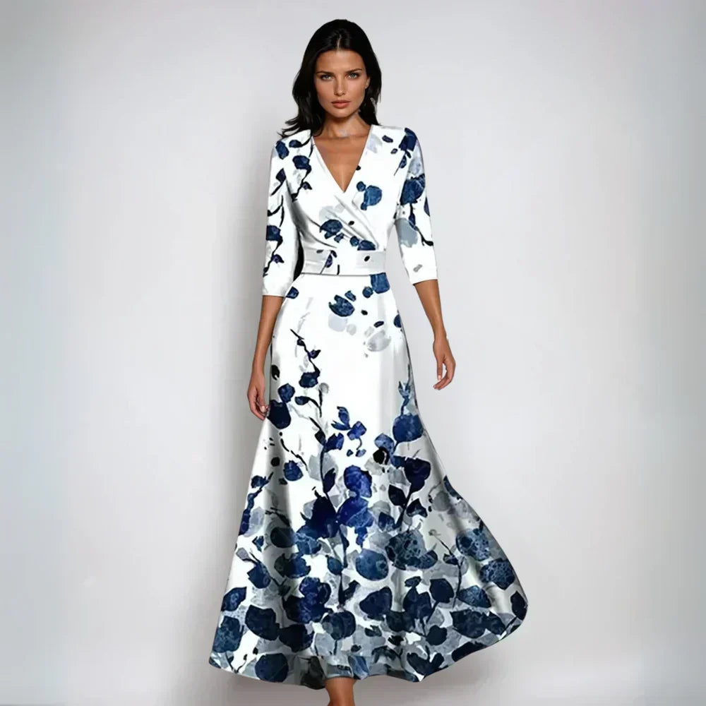Diana | Polished Floral Wrap Maxi Fall Wedding Guest Dress