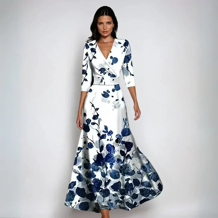 Diana | Polished Floral Wrap Maxi Fall Wedding Guest Dress