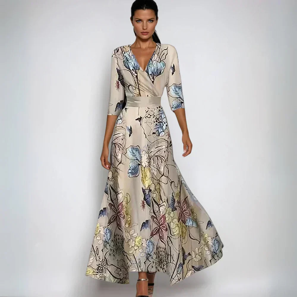 Diana | Polished Floral Wrap Maxi Fall Wedding Guest Dress