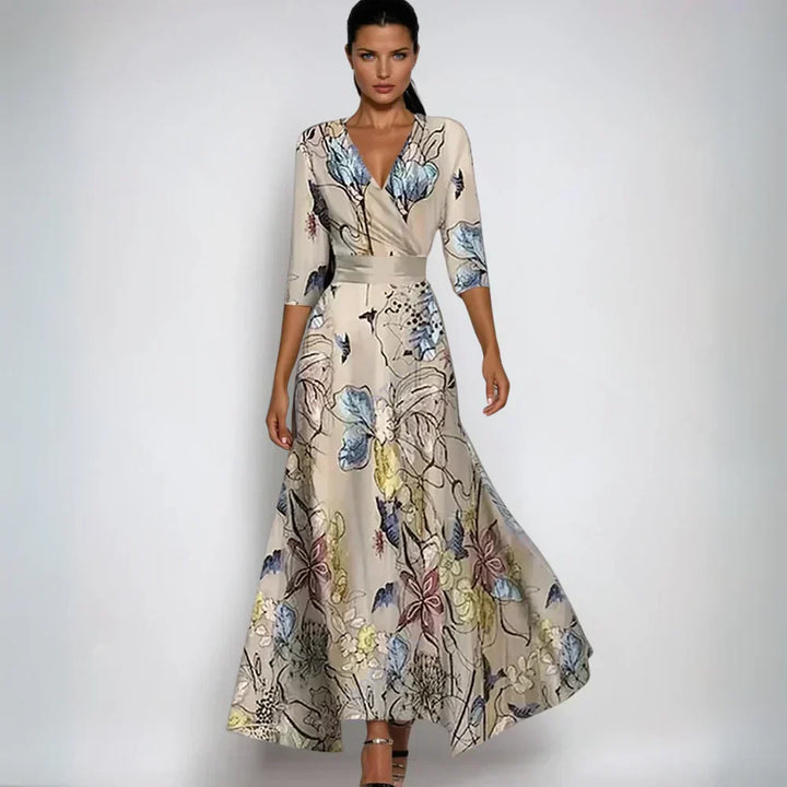 Diana | Polished Floral Wrap Maxi Fall Wedding Guest Dress