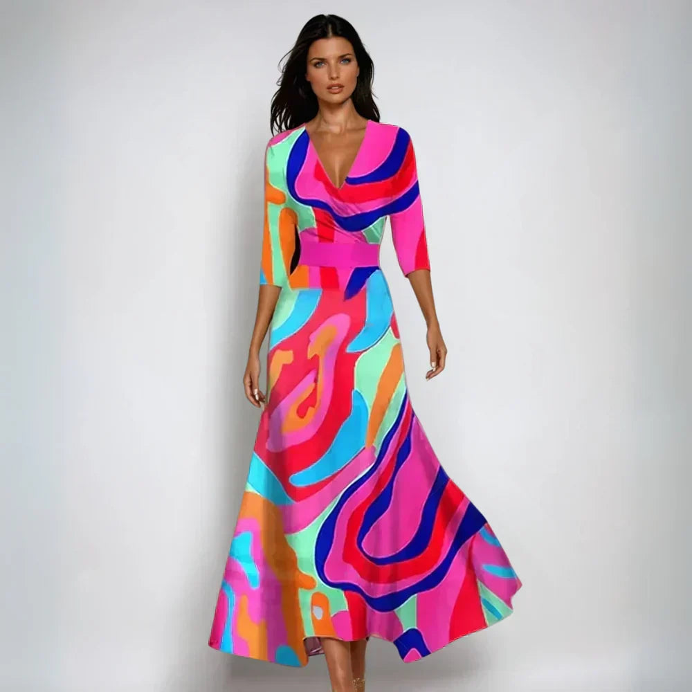 Diana | Polished Floral Wrap Maxi Fall Wedding Guest Dress