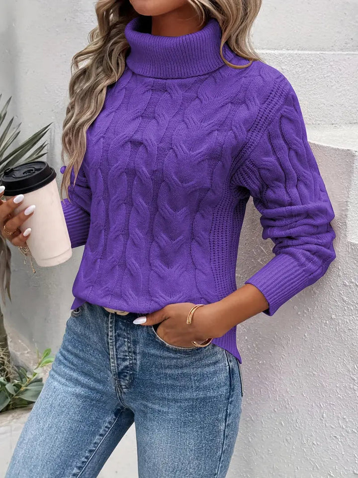 Diane | Chic Cable Knit Sweater with Turtleneck Collar