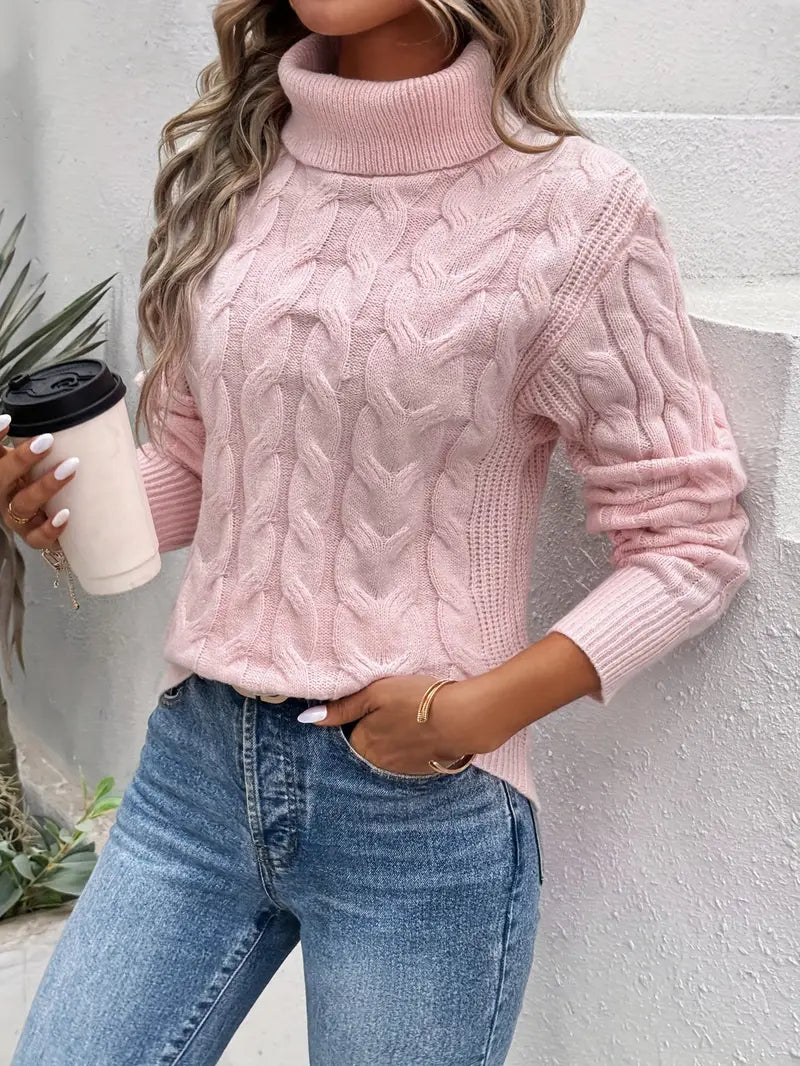 Diane | Chic Cable Knit Sweater with Turtleneck Collar