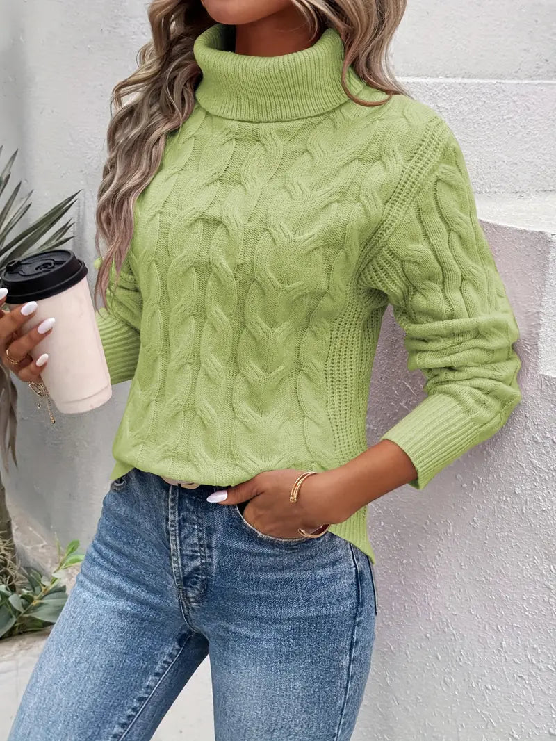 Diane | Chic Cable Knit Sweater with Turtleneck Collar