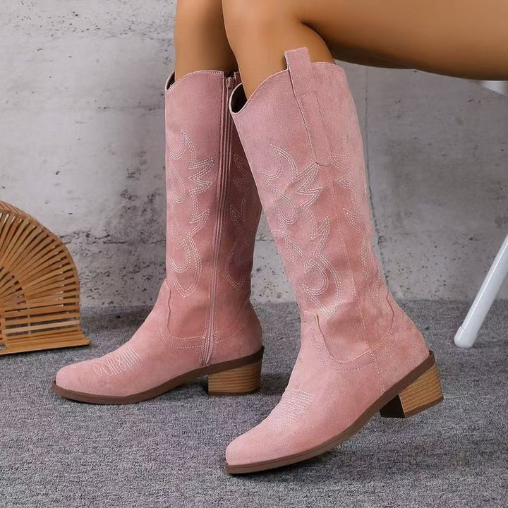 Diane | Chic Embroidered Western Knee High Boots