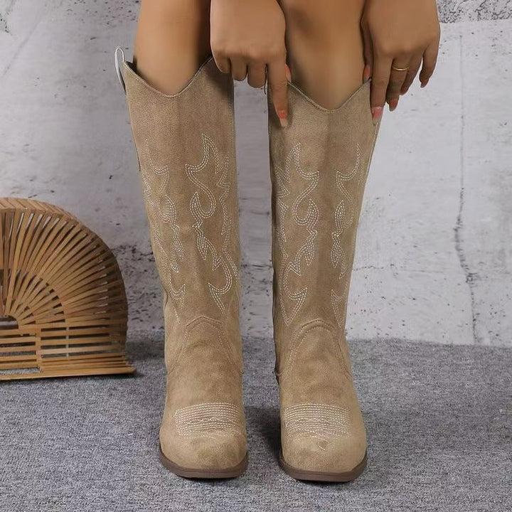 Diane | Chic Embroidered Western Knee High Boots
