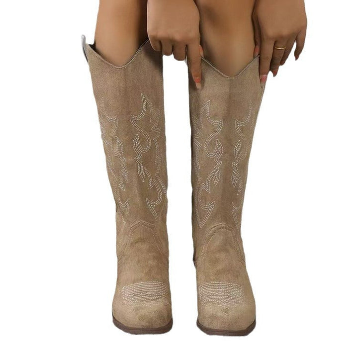 Diane | Chic Embroidered Western Knee High Boots