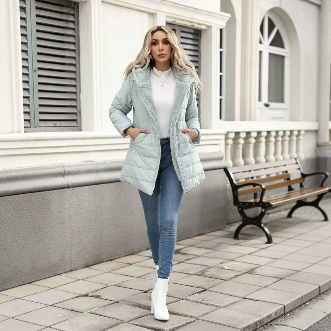 Diane | Classic Long Hooded Quilted Puffer Jacket