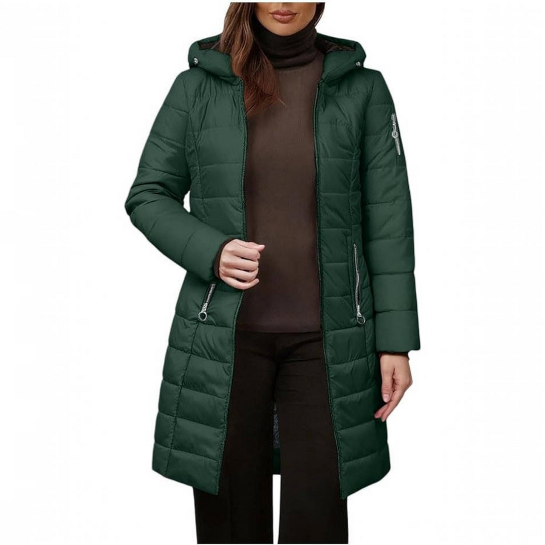 Diane | Classic Long Hooded Quilted Puffer Jacket