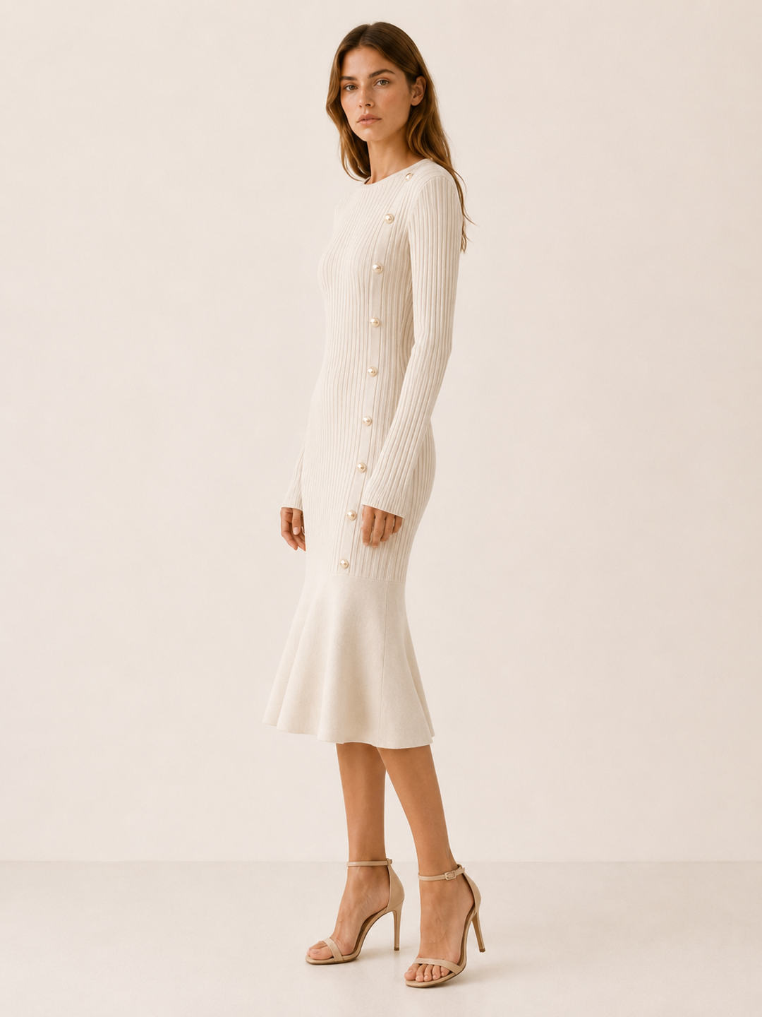 Diane | Classic Ribbed Long Sleeve Midi Sweater Dress