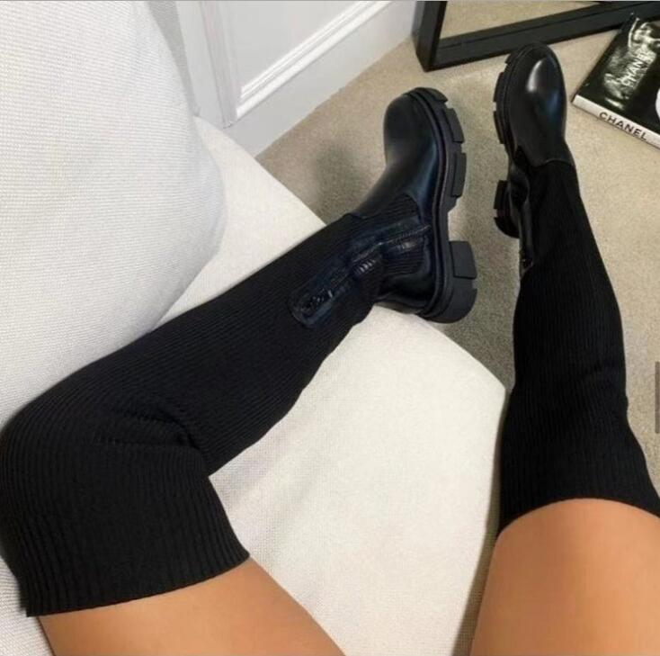 Diane | Effortless Knit Platform Thigh High Boots