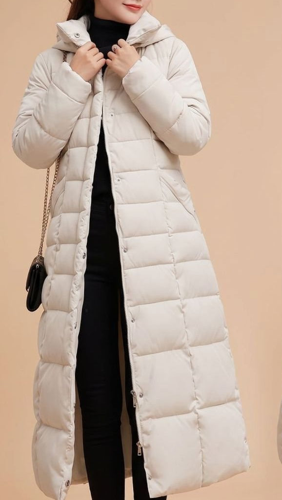 Diane | Relaxed Long Hooded Quilted Puffer Jacket