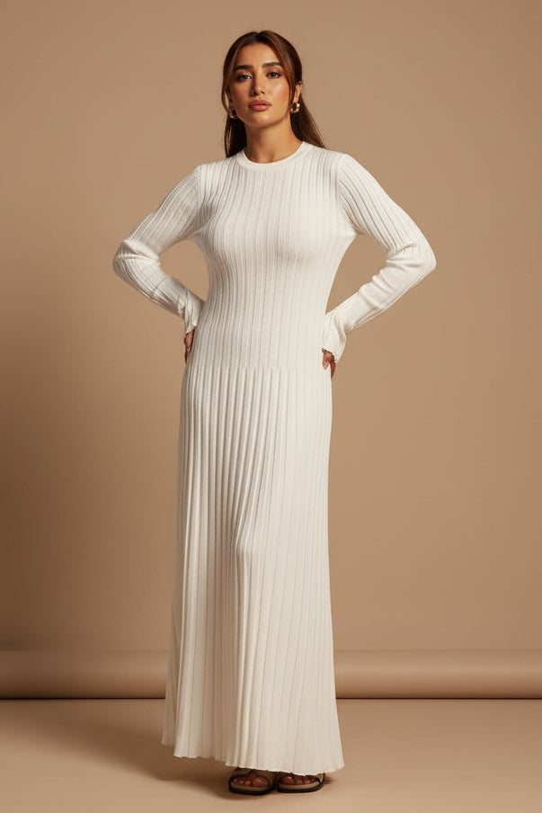 Diane | Stylish Ribbed Long Sleeve Maxi Sweater Dress