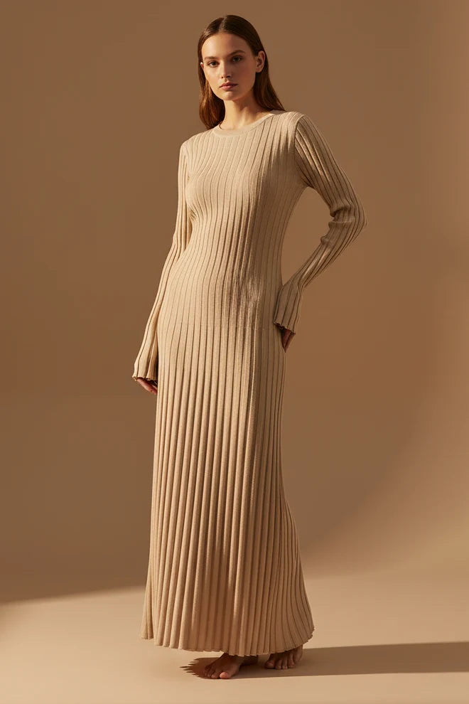 Diane | Stylish Ribbed Long Sleeve Maxi Sweater Dress