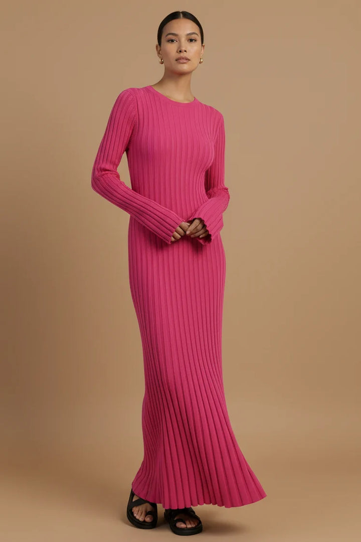 Diane | Stylish Ribbed Long Sleeve Maxi Sweater Dress