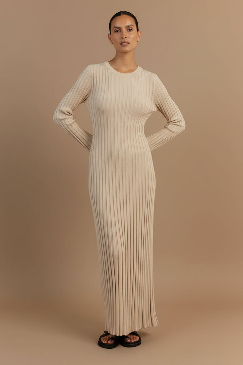 Diane | Stylish Ribbed Long Sleeve Maxi Sweater Dress