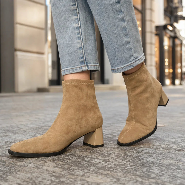 Diane | Stylish Square Toe Block Heel Ankle Boots