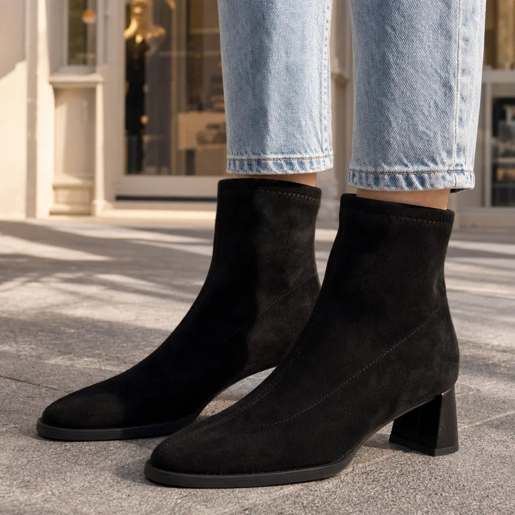 Diane | Stylish Square Toe Block Heel Ankle Boots