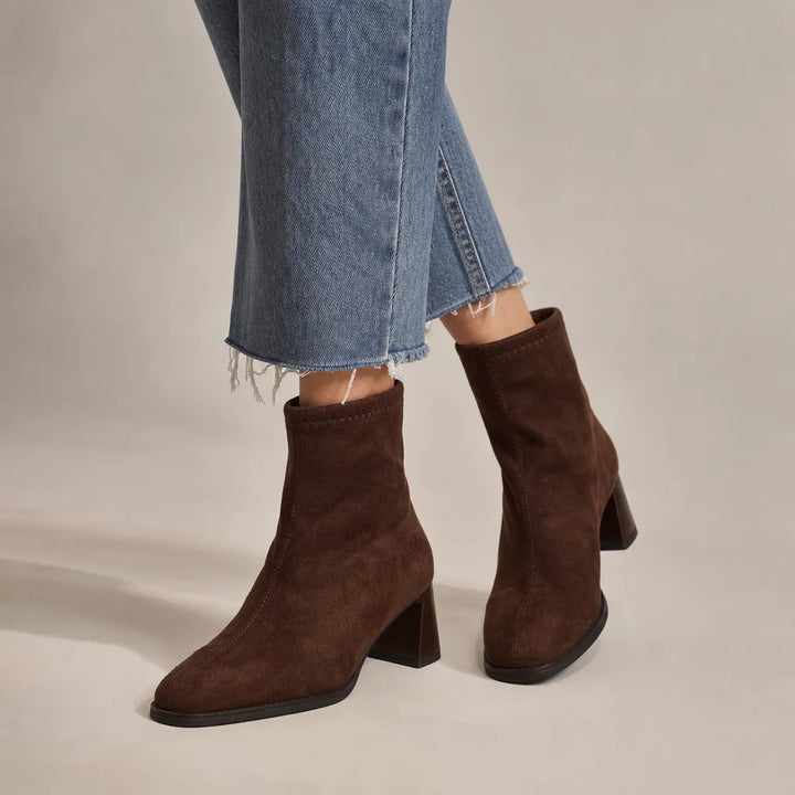 Diane | Stylish Square Toe Block Heel Ankle Boots
