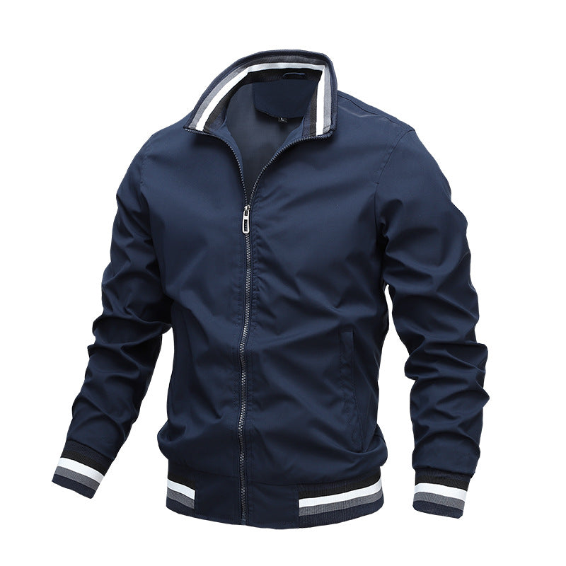 Donald | Chic Striped Rib Trim Bomber Jacket