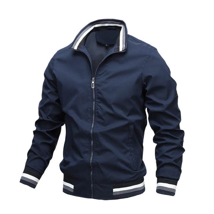 Donald | Chic Striped Rib Trim Bomber Jacket