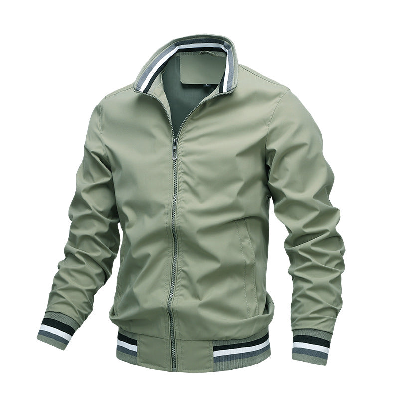 Donald | Chic Striped Rib Trim Bomber Jacket