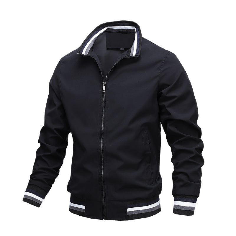 Donald | Chic Striped Rib Trim Bomber Jacket