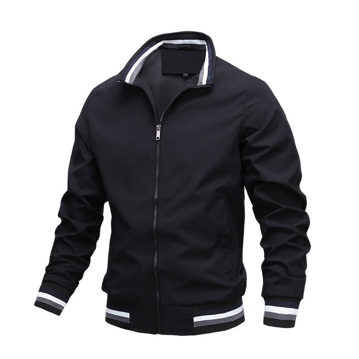 Donald | Chic Striped Rib Trim Bomber Jacket