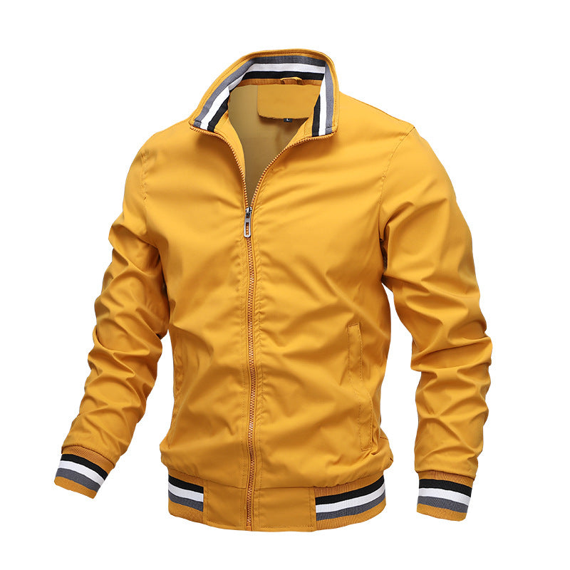Donald | Chic Striped Rib Trim Bomber Jacket