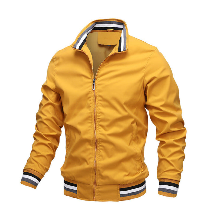 Donald | Chic Striped Rib Trim Bomber Jacket