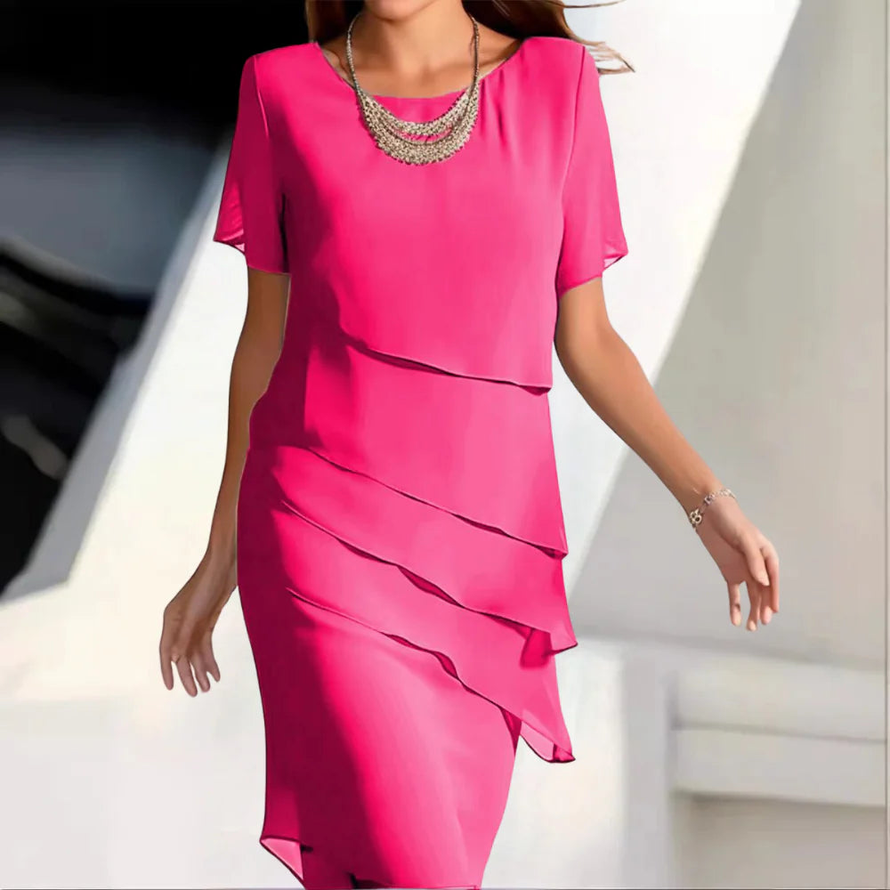Donna | Effortless Tiered Winter Wedding Guest Midi Dress