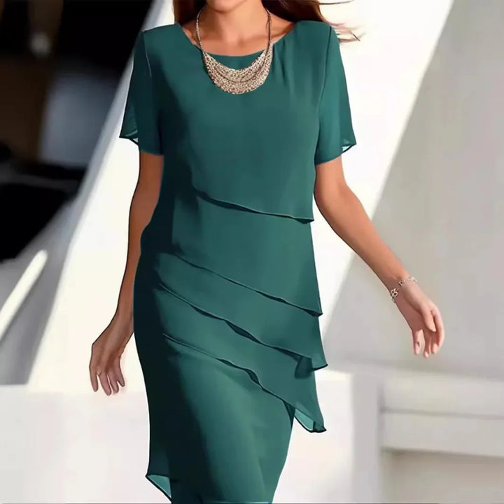 Donna | Effortless Tiered Winter Wedding Guest Midi Dress