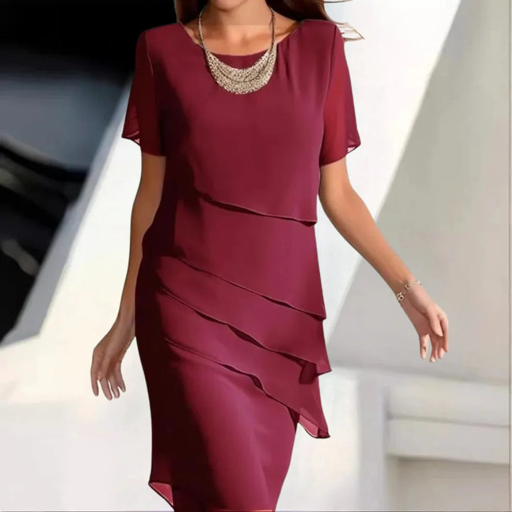 Donna | Effortless Tiered Winter Wedding Guest Midi Dress