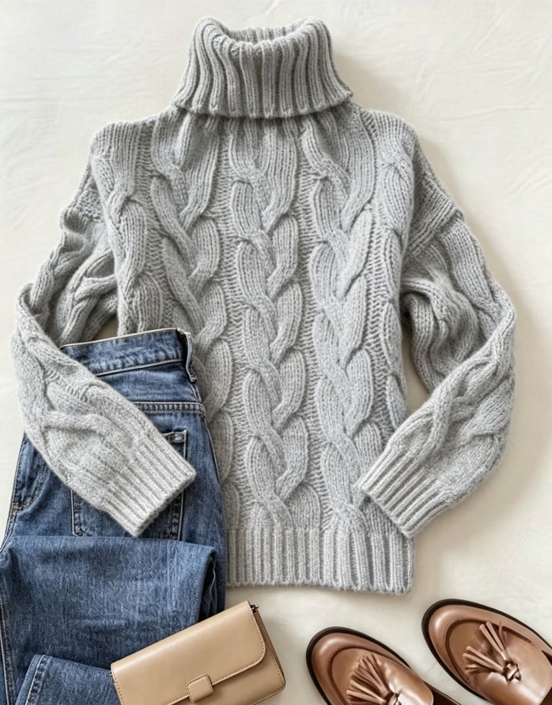 Donna | Refined Chunky Cable Turtleneck Knit Sweater