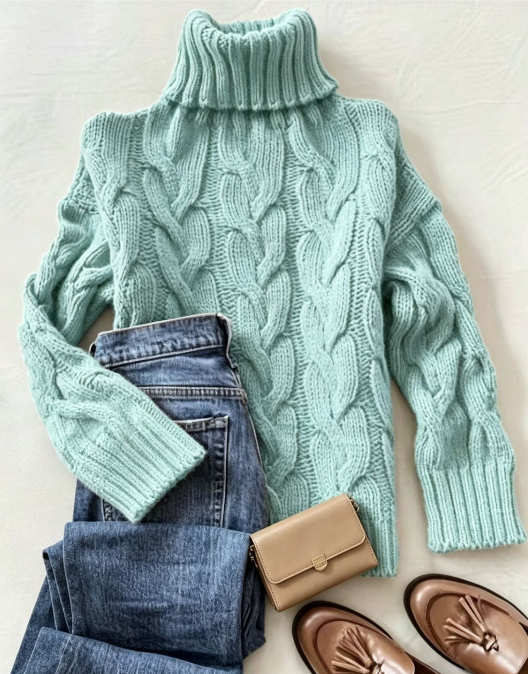 Donna | Refined Chunky Cable Turtleneck Knit Sweater