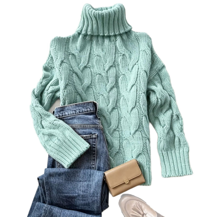Donna | Refined Chunky Cable Turtleneck Knit Sweater