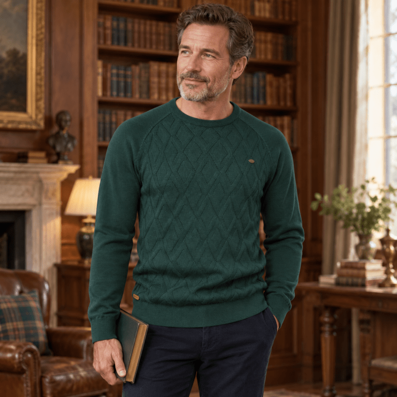 Douglas | Effortless Diamond Knit Crew Neck Mens Sweaters