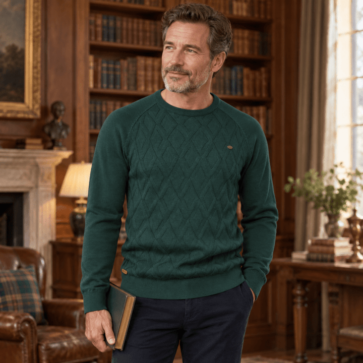Douglas | Effortless Diamond Knit Crew Neck Mens Sweaters