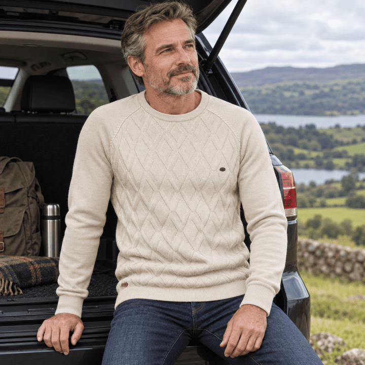Douglas | Effortless Diamond Knit Crew Neck Mens Sweaters