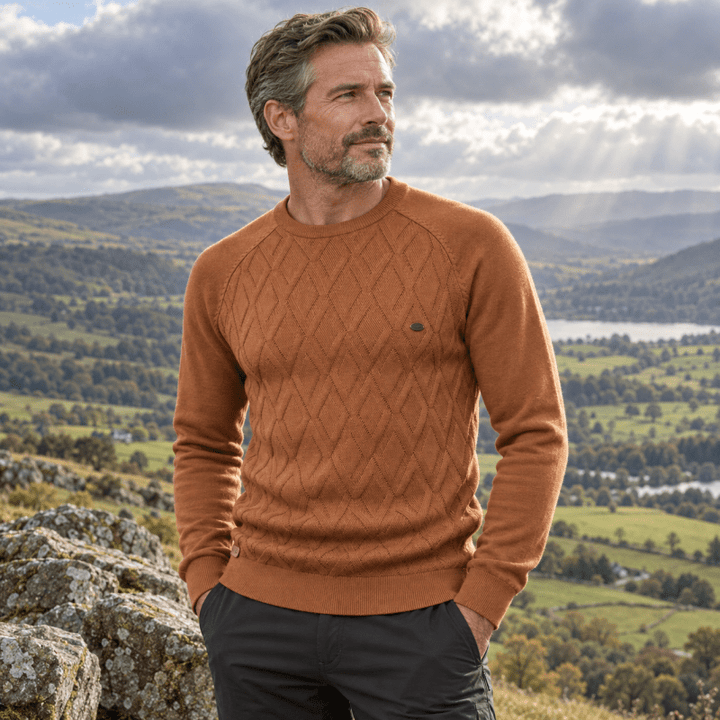 Douglas | Effortless Diamond Knit Crew Neck Mens Sweaters