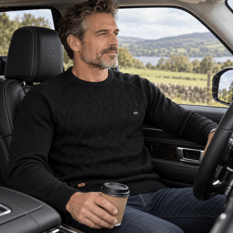 Douglas | Effortless Diamond Knit Crew Neck Mens Sweaters