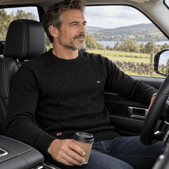 Douglas | Effortless Diamond Knit Crew Neck Mens Sweaters