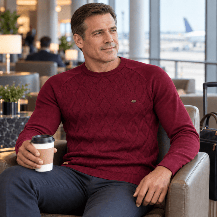 Douglas | Effortless Diamond Knit Crew Neck Mens Sweaters