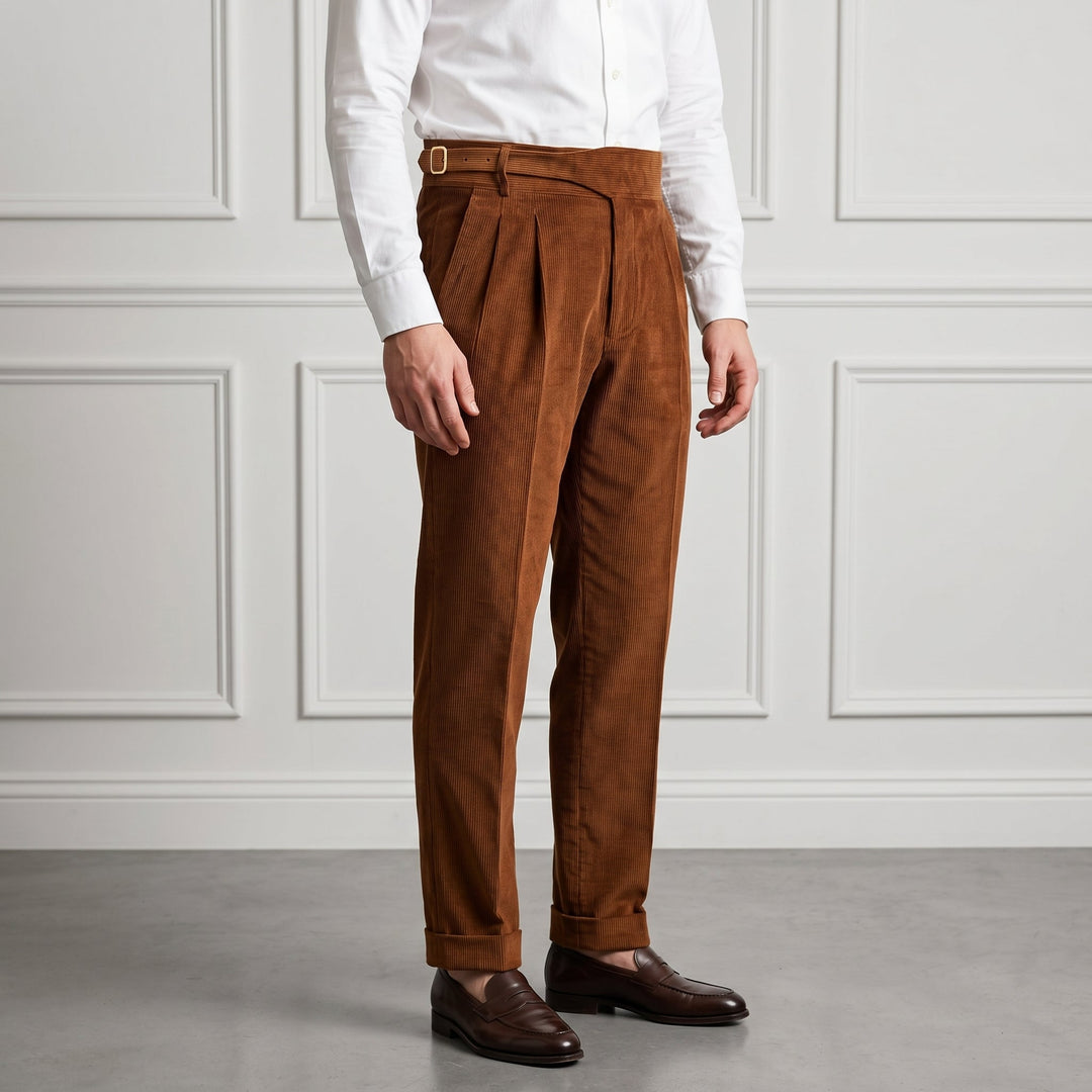 Edward | Refined Double Pleated Gurkha Corduroy Pants