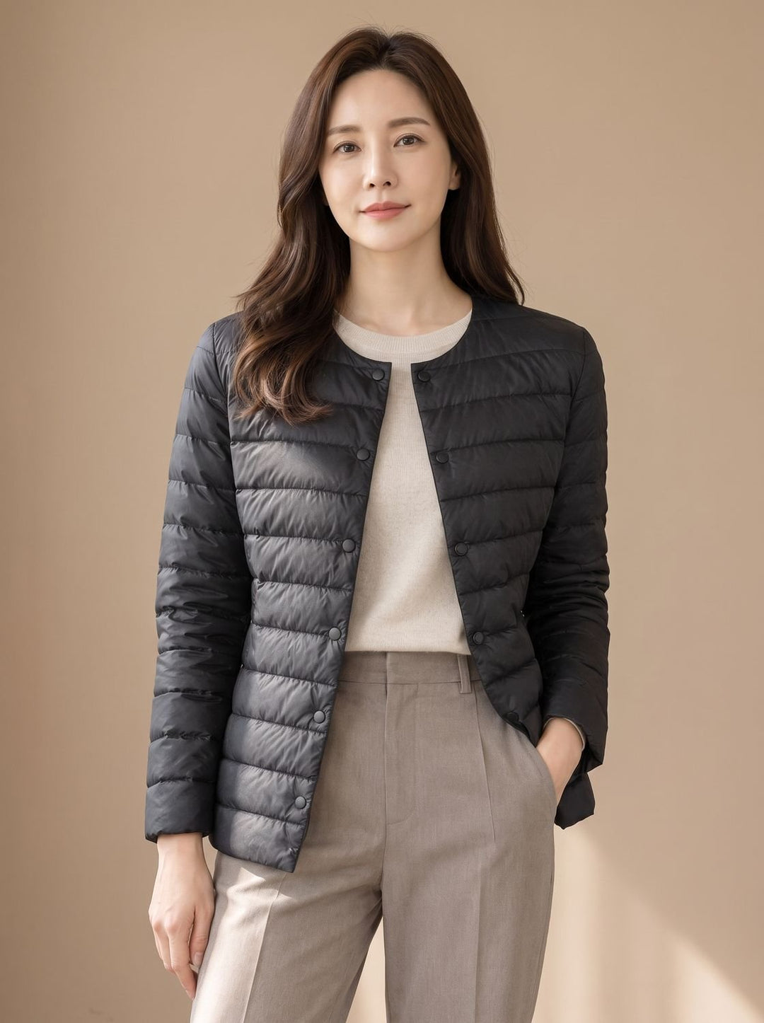 Elizabeth | Effortless Lightweight Collarless Quilted Puffer Jacket