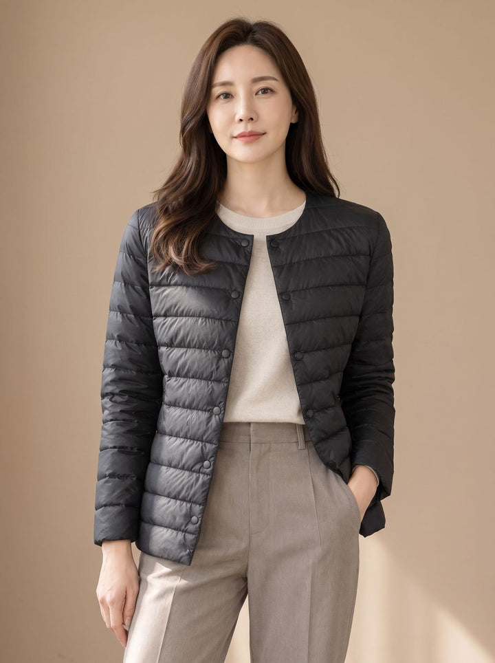 Elizabeth | Effortless Lightweight Collarless Quilted Puffer Jacket