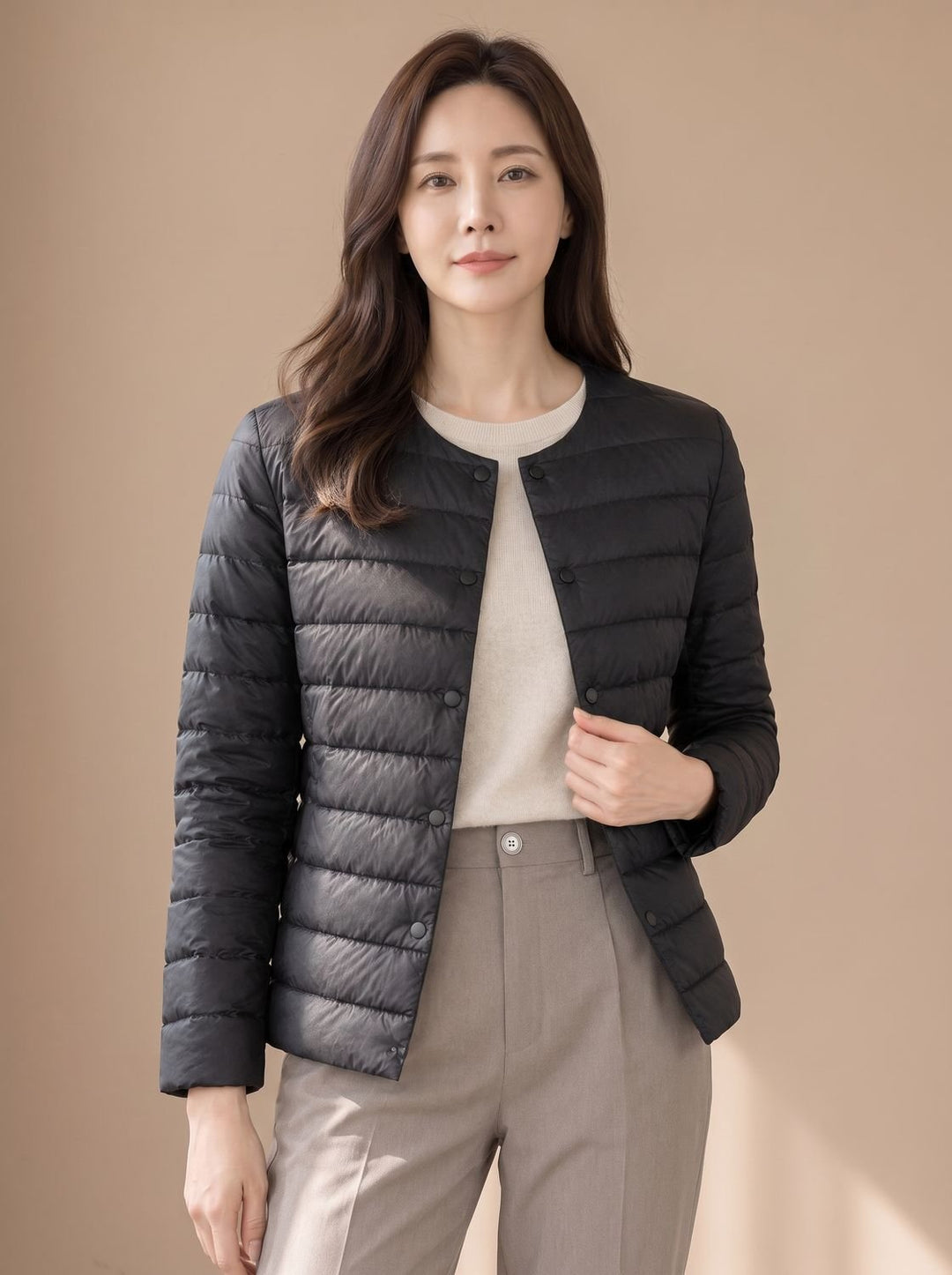 Elizabeth | Effortless Lightweight Collarless Quilted Puffer Jacket